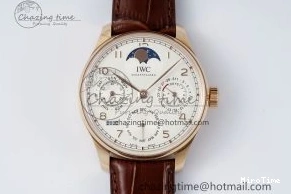 MIROTIME 0420 WellDesigned Portugieser Perpetual Calendar RG 5033 APSF 1:1 Best Edition White Dial on Brown Leather Strap A52610 Clone 7042